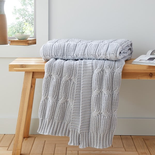 Pătură gri tricotată 130x170 cm Chunky Marl Knit – Catherine Lansfield