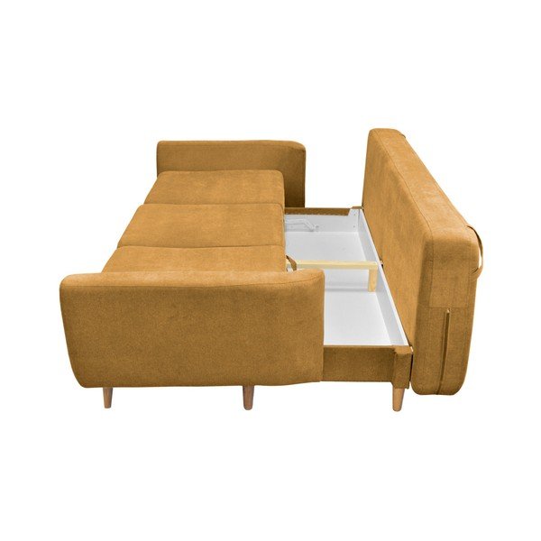 Canapea extensibilă cu 3 locuri Cosmopolitan design Barcelona, galben muștar-image-4