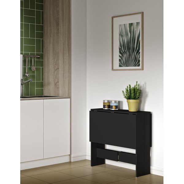 Masă de dining extensibilă cu blat negru 76x28 cm Papillon – TemaHome-image-1