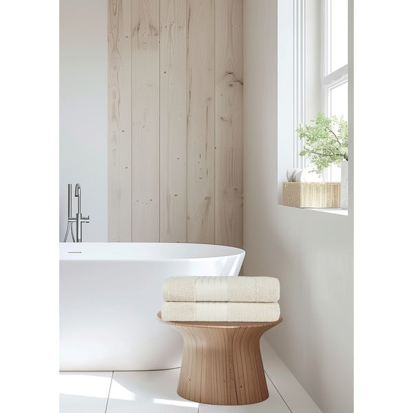 Prosoape bej 2 buc. din bumbac din frotir 70x140 cm – Good Morning-image-1