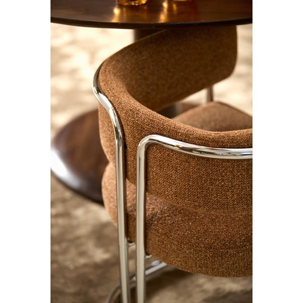 Scaun de sufragerie maro deschis cu cotiere tapițat Adante – Light & Living-image-1