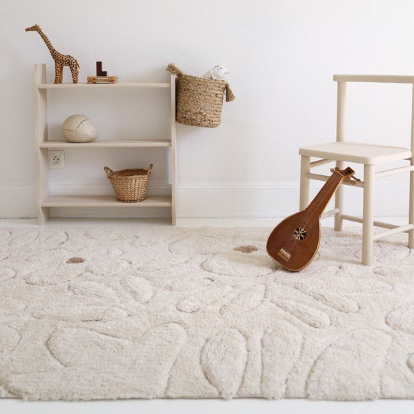 Covor pentru copii crem lavabil țesut manual din bumbac 120x180 cm Gentle Flora – Nattiot-image-1