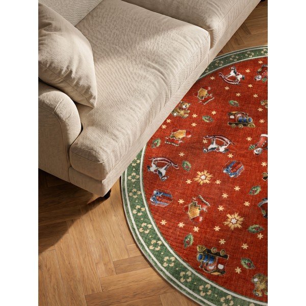 Covor roșu/verde rotund ø 200 cm  cu model de Crăciun Toy's Delight Nostalgic Noel Red Green – Villeroy&Boch-image-3