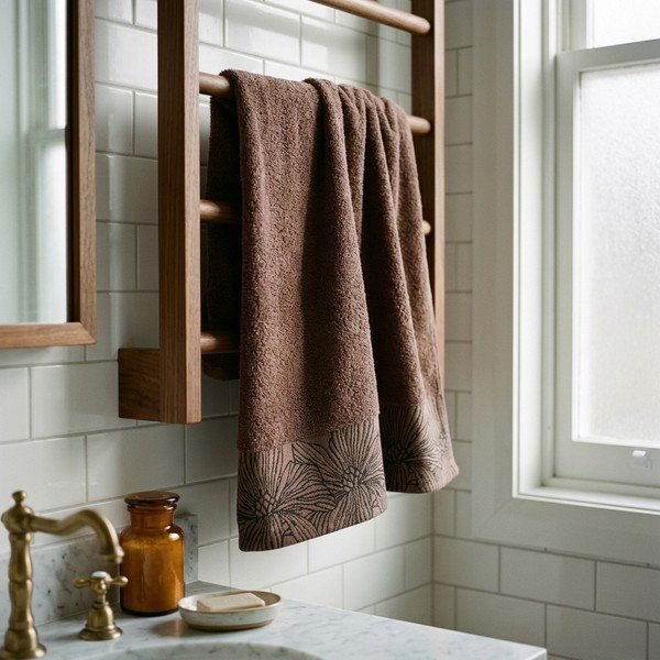 Prosop maro din bumbac din frotir 70x140 cm Valencia – My House-image-1