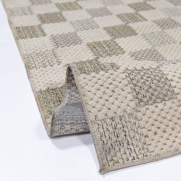 Covor tip traversă verde lavabil din amestec de bumbac 80x230 cm Muted Checkerboard – Flair Rugs-image-3