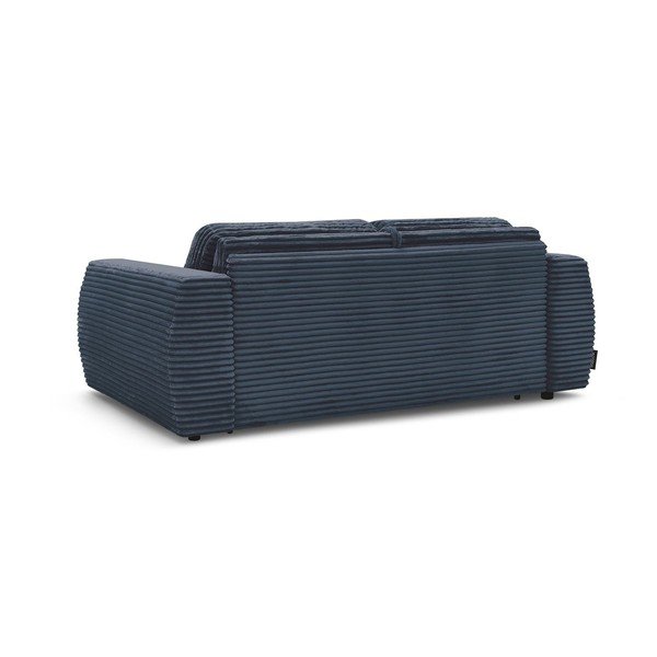 Canapea albastru-închis pentru dormitul zilnic/extensibilă cu tapițerie din catifea reiată  240 cm Hugo – Bobochic Paris-image-4