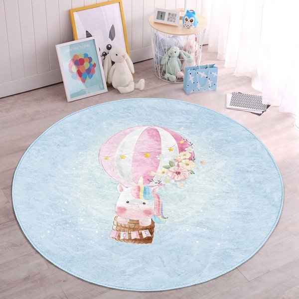 Covor pentru copii albastru deschis ø 100 cm Comfort – Mila Home-image-2