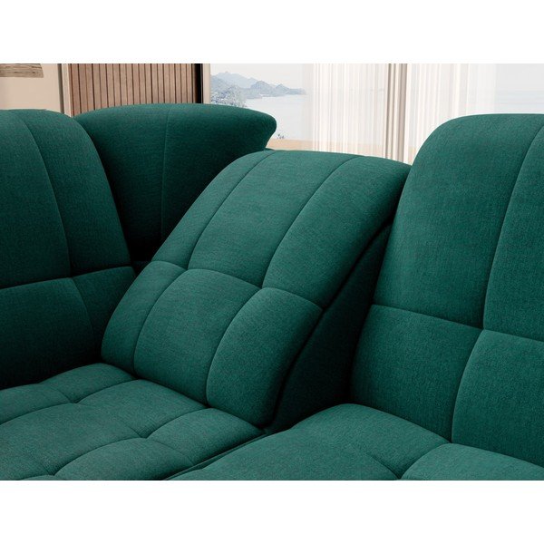 Colțar verde extensibil/cu spațiu de depozitare cu tapițerie din catifea (cu colț pe partea stângă/în formă de ”L”) Sado – ELTAP-image-1