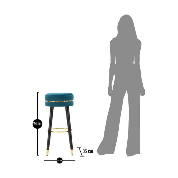 Scaun de bar turcoaz tapițat (înălțime șezut 74 cm) Paris – Mauro Ferretti-image-3