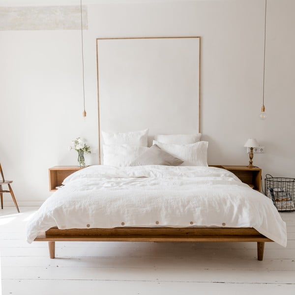 Lenjerie de pat albă din amestec de in pentru pat dublu/extinsă 240x220 cm – Linen Tales