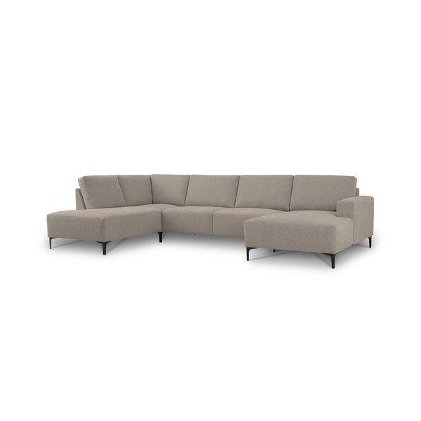 Colțar maro deschis cu tapițerie din chenille (cu colț pe partea stângă/în formă de "U") Fabian – Scandic-image-2