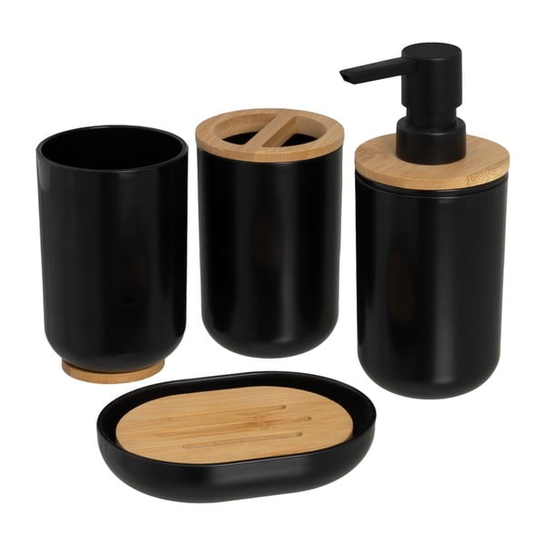 Set de accesorii de baie negru din plastic – Casa Selección