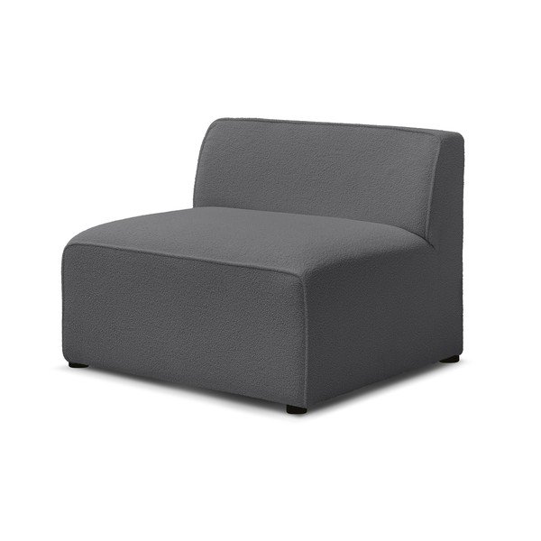 Modul pentru canapea modulară gri închis cu tapițerie din țesătură bouclé (de mijloc) Megeve – Bobochic Paris-image-3