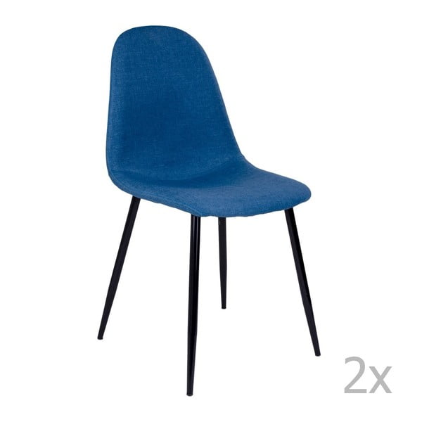 Set 2 scaune cu picioare negre House Nordic Stockholm, albastru