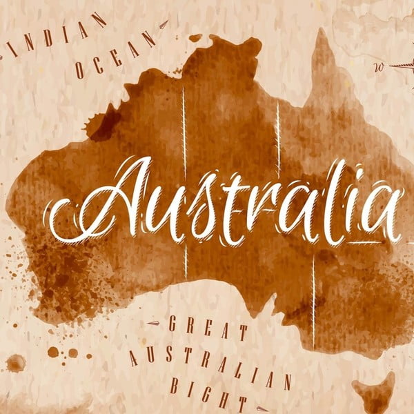 Tablou Homemania Maps Australia Brown, 60 x 60 cm