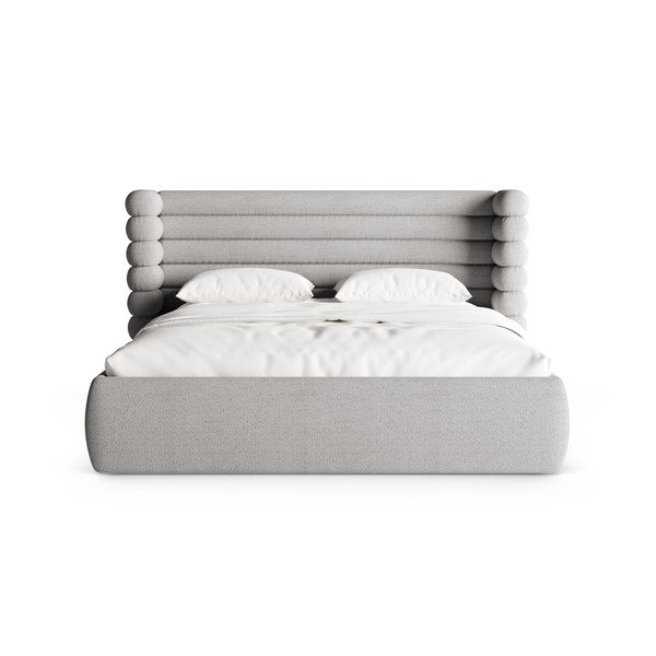 Pat matrimonial gri tapițat cu spațiu de depozitare cu somieră 160x200 cm Mount – Micadoni -image-4