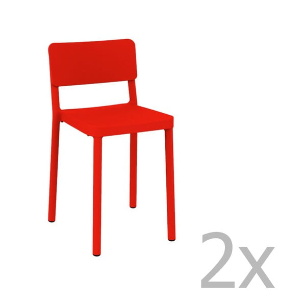 Set 2 scaune bar adecvate pentru exterior Resol Lisboa, înălțime 72,9 cm, roșu