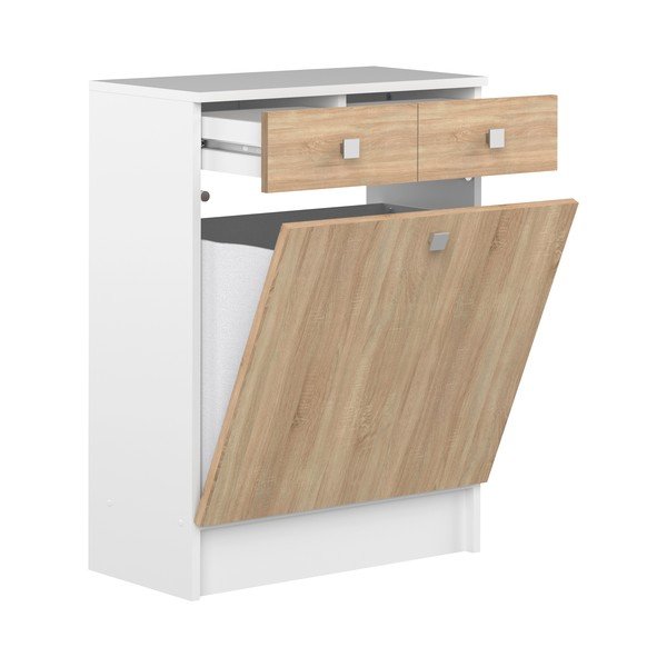 Dulap de baie scund alb cu aspect de stejar 60x82 cm Combi - TemaHome -image-4