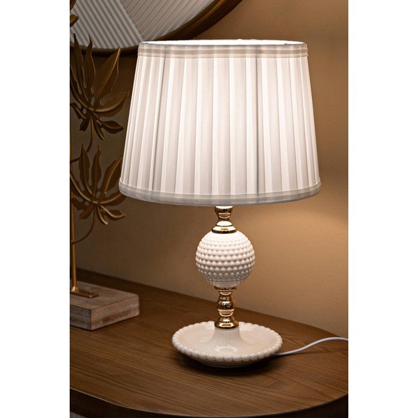 Veioză albă cu abajur textil (înălțime 40 cm) Napoli – Mauro Ferretti-image-1