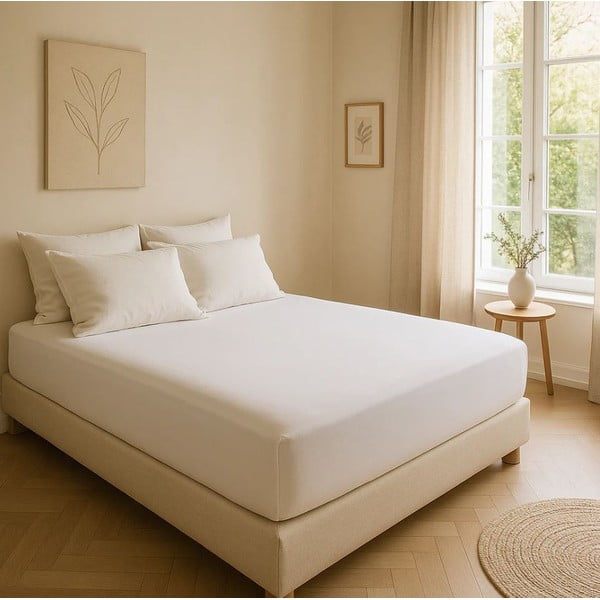 Cearceaf alb din bumbac ranforcé cu elastic 200x140 cm Ranforce – Mila Home Luxury-image-4