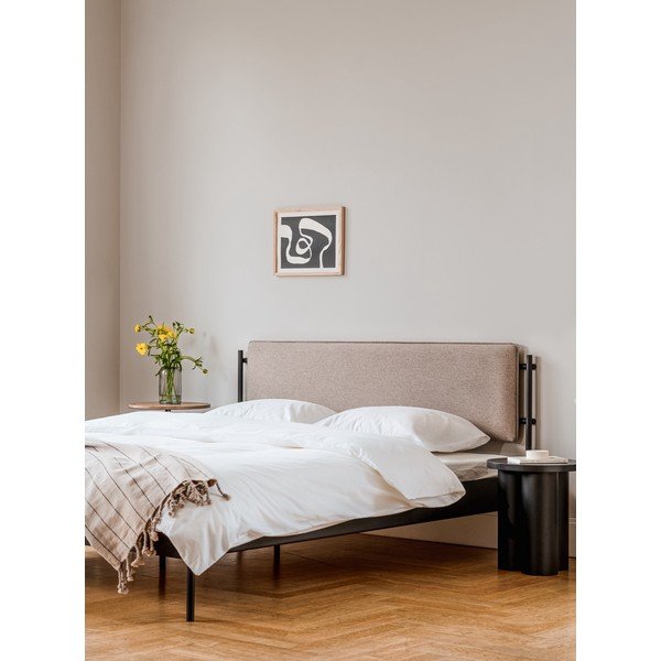 Pat matrimonial negru tapițat din oțel cu somieră 180x200 cm Eton Basic – noo.ma-image-2