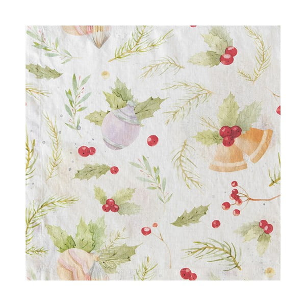 Față de masă din in cu model de Crăciun Linen Tales Merry, 140 x 300 cm-image-1