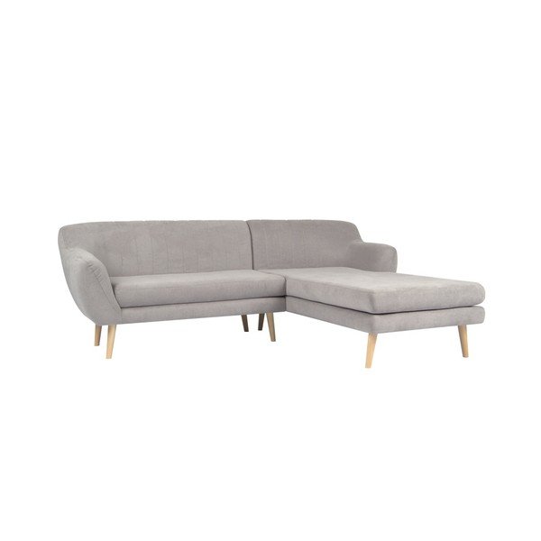 Colțar cu șezlong pe partea dreaptă Mazzini Sofas Sardaigne, gri deschis-image-3