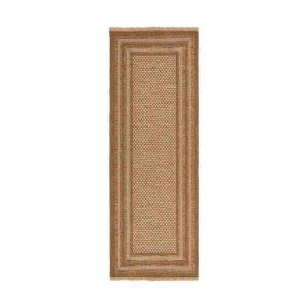 Covor tip traversă de exterior în culoare naturală 80x230 cm Layla Border – Flair Rugs