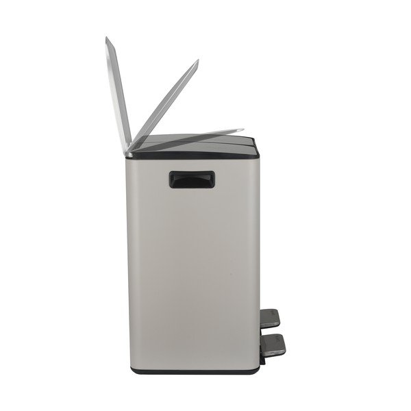 Coș de gunoi taupe pentru reciclare/cu pedală 2x20 l din oțel   Aliya – Spirella-image-4
