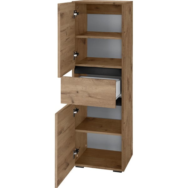 Dulap de baie în culoare naturală înalt/îngust cu aspect de lemn de stejar 38x130 cm Wisla – Støraa-image-3