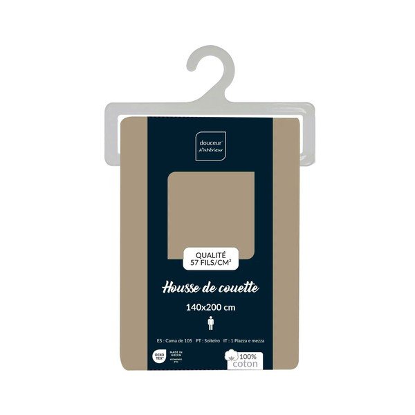 Lenjerie de pat maro deschis din bumbac pentru pat de o persoană 140x200 cm Lina – douceur d'intérieur-image-2