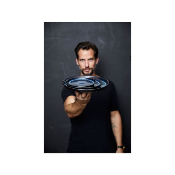 Farfurie neagră/albastră pentru desert  din gresie ø 17 cm Gastro Dark Blue/Black – Bitz-image-4