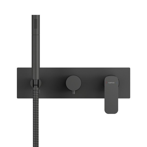 Baterie negru-mat pentru duș încastrată (3 ieșiri) Spy – Sapho-image-1