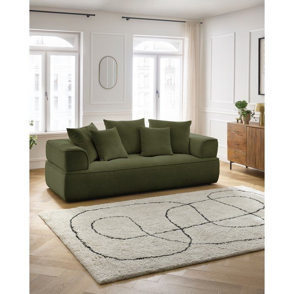 Canapea verde cu tapițerie din chenille 237 cm Whesley – Bobochic Paris-image-1