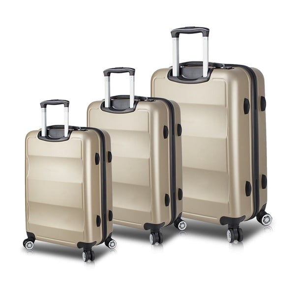 Set 3 valize cu roți și port USB My Valice LASSO Travel Set, auriu