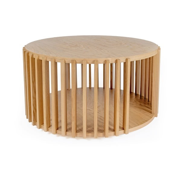 Măsuță auxiliară din lemn de stejar Woodman Drum, ø 83 cm-image-3