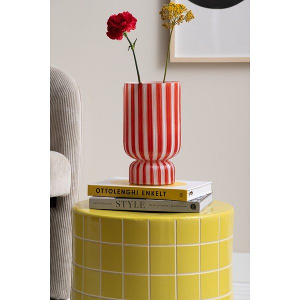 Vază roșie din sticlă (înălțime 26 cm) Rayado Retro – PT LIVING-image-1