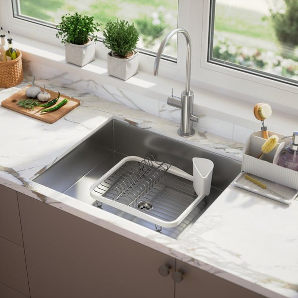 Scurgător de vase alb din oțel 36x28 cm Sinkin – Umbra-image-1