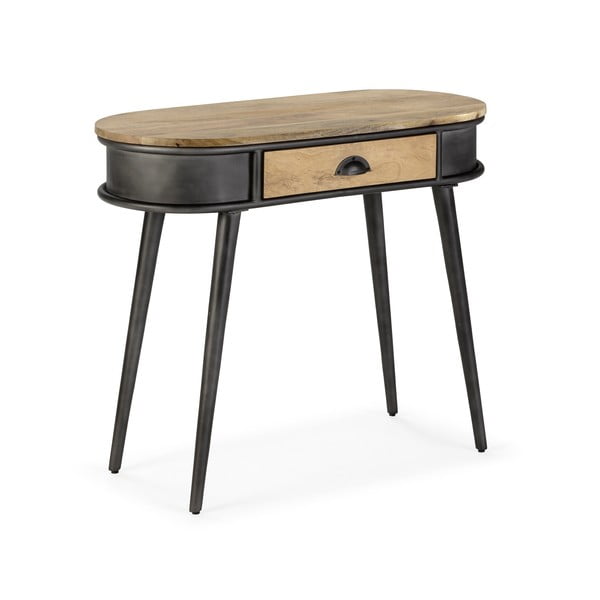 Masă consolă neagră/în culoare naturală 38x90 cm Delhi – MOME-image-1