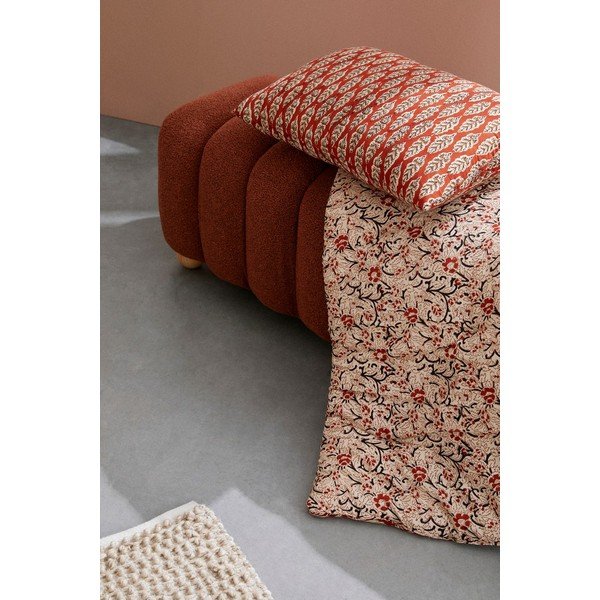 Bancă teracotă capitonată cu tapițerie din țesătură bouclé Zora – Bizzotto-image-1
