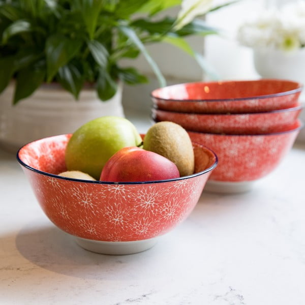 Bol roșu din ceramică Kitchen Craft Floral, ø 16 cm-image-1