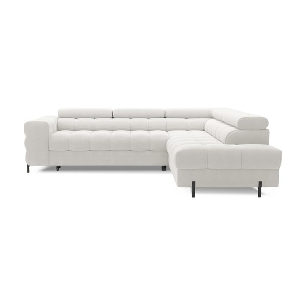 Colțar crem extensibil/cu spațiu de depozitare cu tapițerie din țesătură bouclé (cu colț pe partea dreaptă/în formă de ”L”) Ferucce – ELTAP-image-2