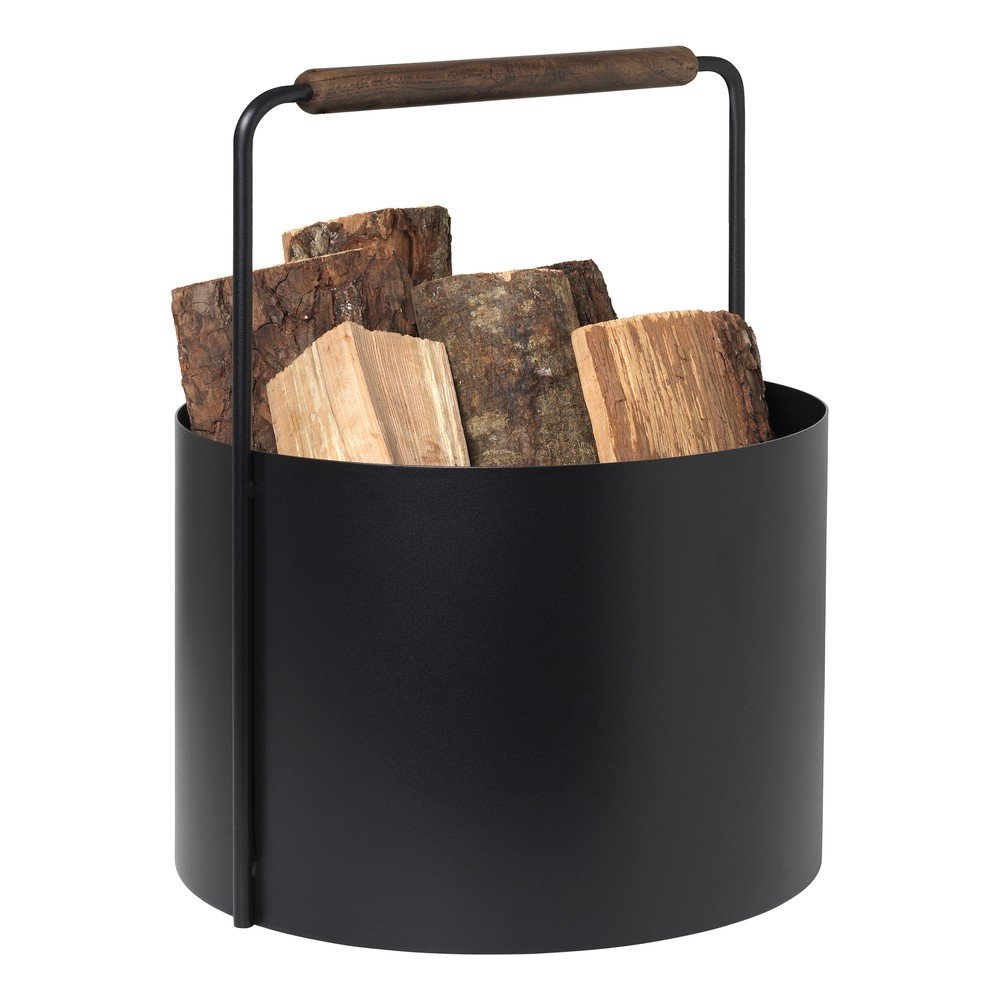 Coș metalic pentru lemne de foc Blomus Fireplace, negru