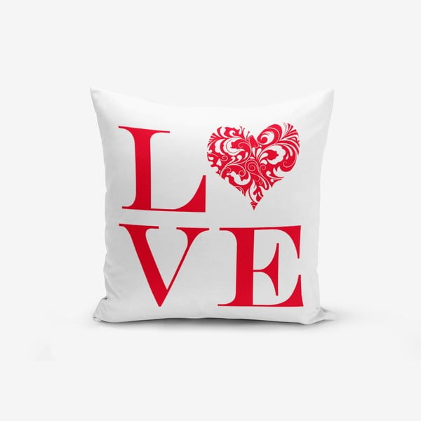 Față de pernă cu amestec din bumbac Minimalist Cushion Covers Love Red, 45 x 45 cm