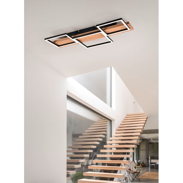 Plafonieră neagră/în culoare naturală LED cu intensitate reglabilă 34x65 cm Harper – Trio-image-1