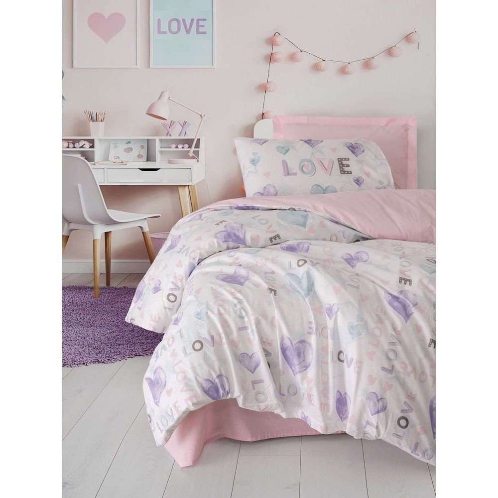 Lenjerie de pat pentru copii roz pentru pat de o persoană 200x140 cm Lovella – Mijolnir
