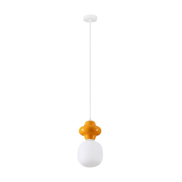Lustră albă/portocalie din ceramică cu abajur din sticlă ø 18 cm Clio – Nova Luce