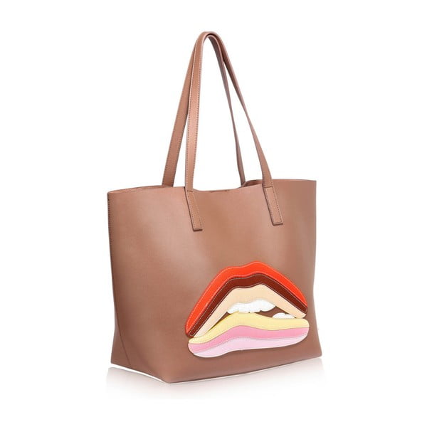 Geantă L&S Bags Lips, bej 