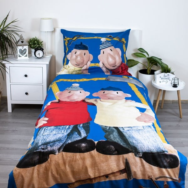 Lenjerie de pat pentru copii din bumbac pentru pat de o persoană 140x200 cm Pat a Mat – Jerry Fabrics-image-1