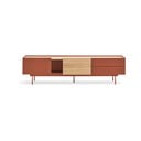 Comodă TV cărămiziu-natural cu aspect de lemn de stejar 180x45 cm Otto – Teulat